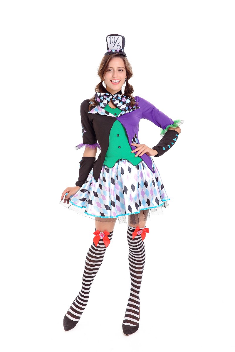 F1804 Halloween Circus Clown Costume Magic Tuxedo Role Play Costume